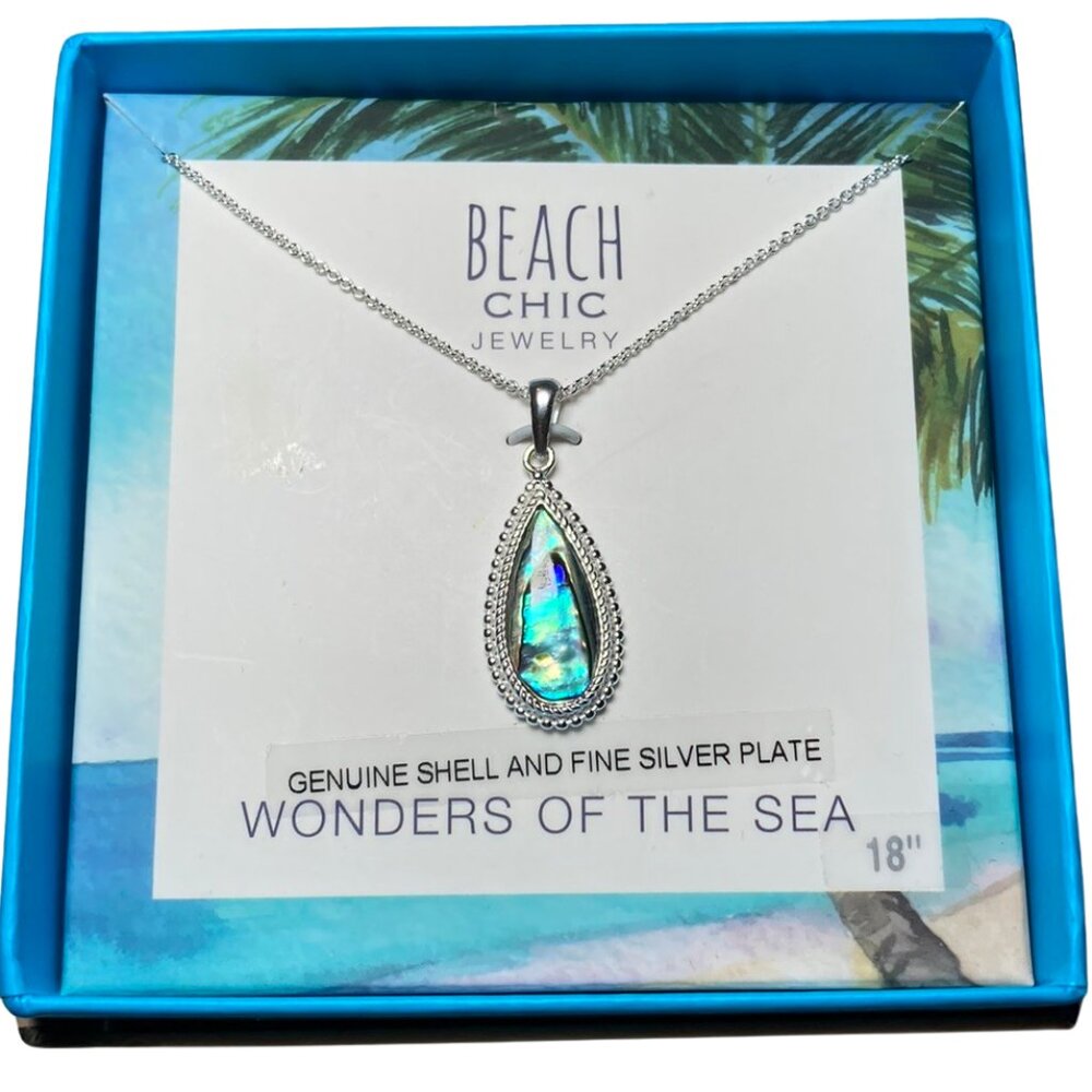 ⭐️ 3/$13 Beach Chic Genuine Shell Silver Plate 18" Necklace